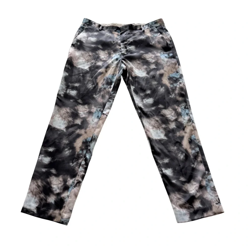 INC Slim Fit Pants Mens 32x30(28 inseam) Gray Abstract Tie Dye Stretch  Casual